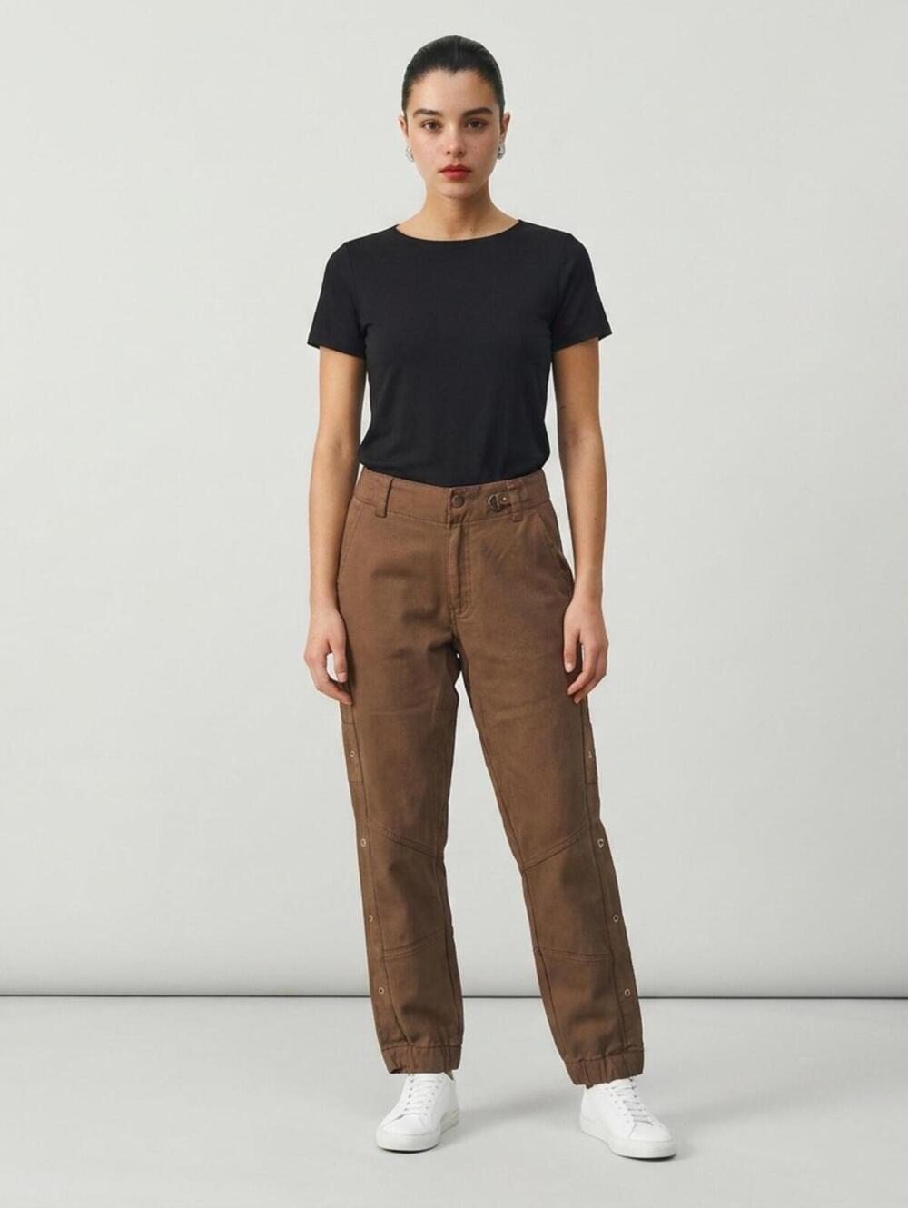Pam & Gela Size S Cargo‎ Green Army Snap Button Joggers